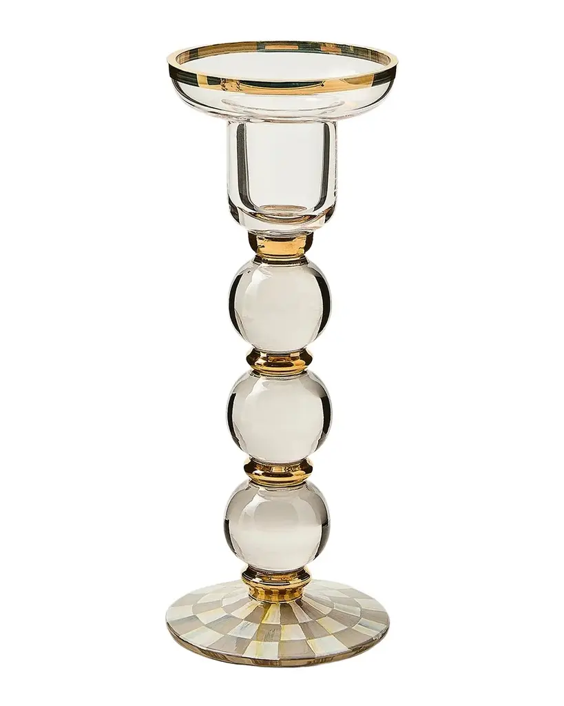 MacKenzie-Childs Sterling Check Glass Candleholder