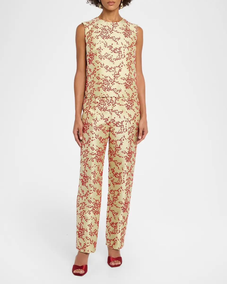 Alberta Ferretti Floral-Print Mikado Silk Sleeveless Top | Thumbnail 2 Alberta Ferretti Floral-Print Mikado Silk Sleeveless Top | Thumbnail 2