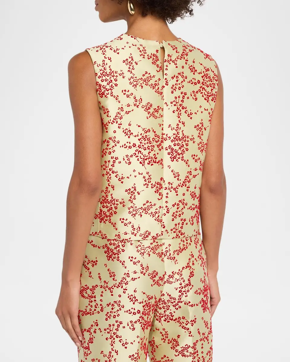 Alberta Ferretti Floral-Print Mikado Silk Sleeveless Top | Thumbnail 3 Alberta Ferretti Floral-Print Mikado Silk Sleeveless Top | Thumbnail 3
