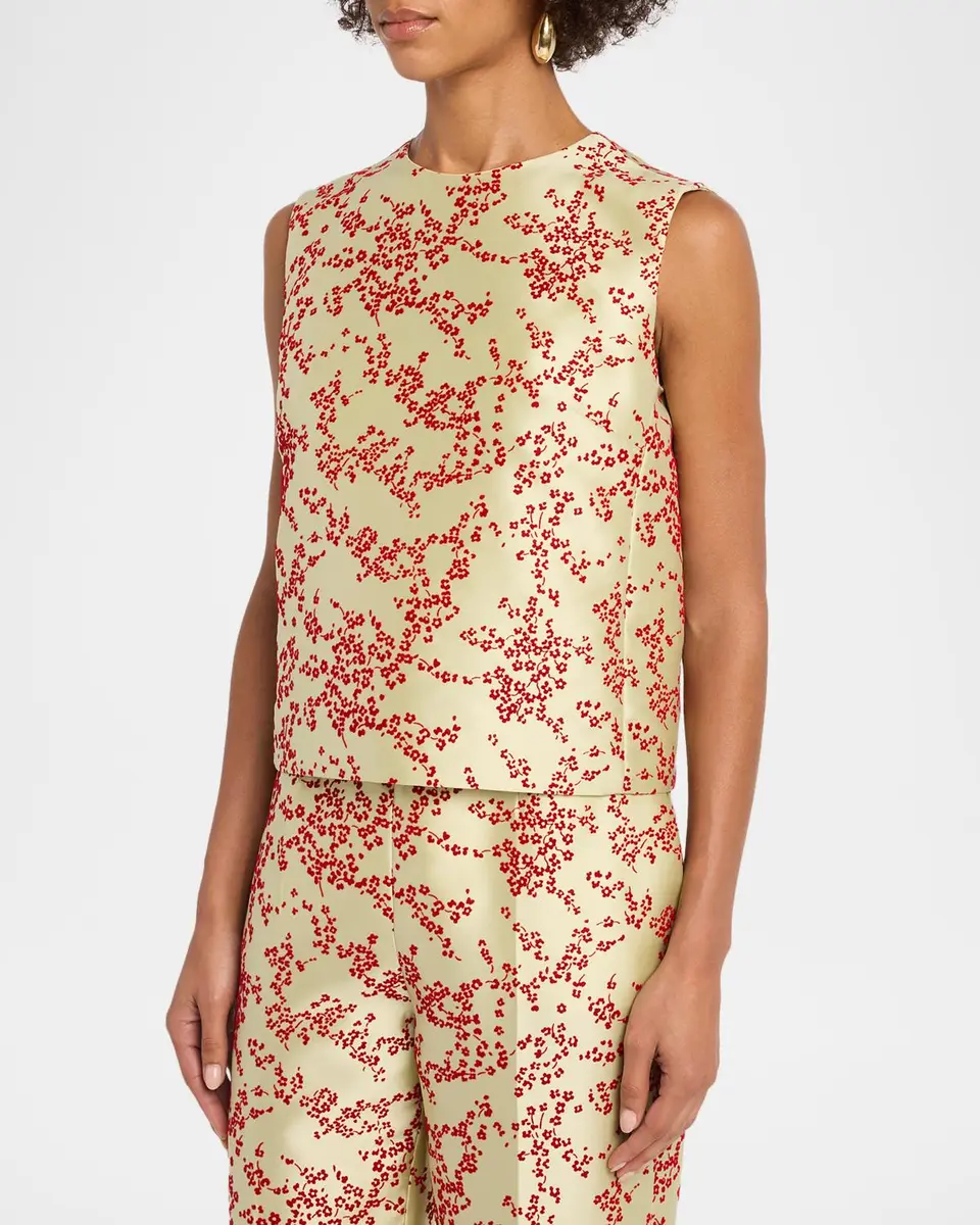 Alberta Ferretti Floral-Print Mikado Silk Sleeveless Top | Thumbnail 4 Alberta Ferretti Floral-Print Mikado Silk Sleeveless Top | Thumbnail 4