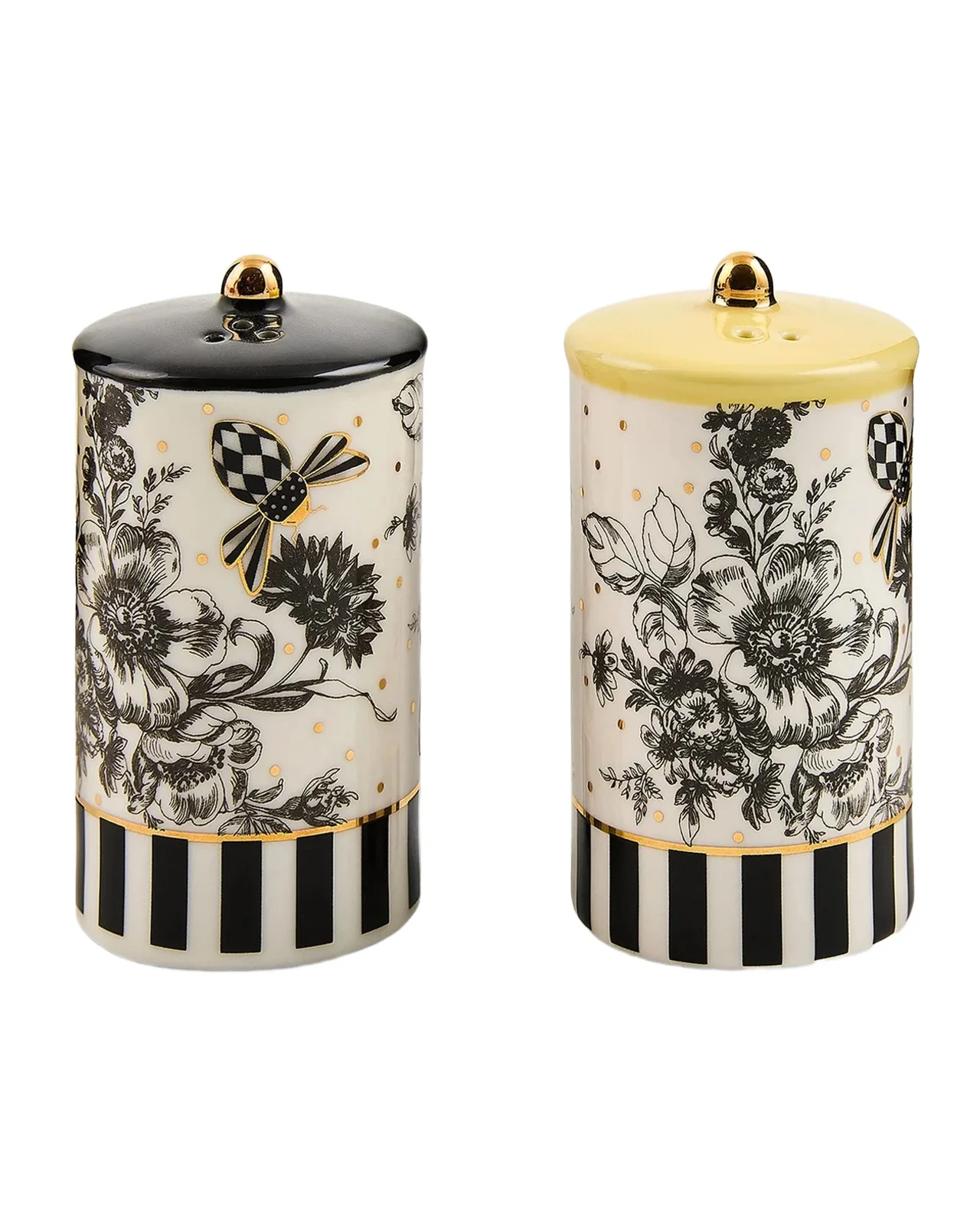 MacKenzie-Childs Bee Toile 2-Piece Ceramic Canister Set