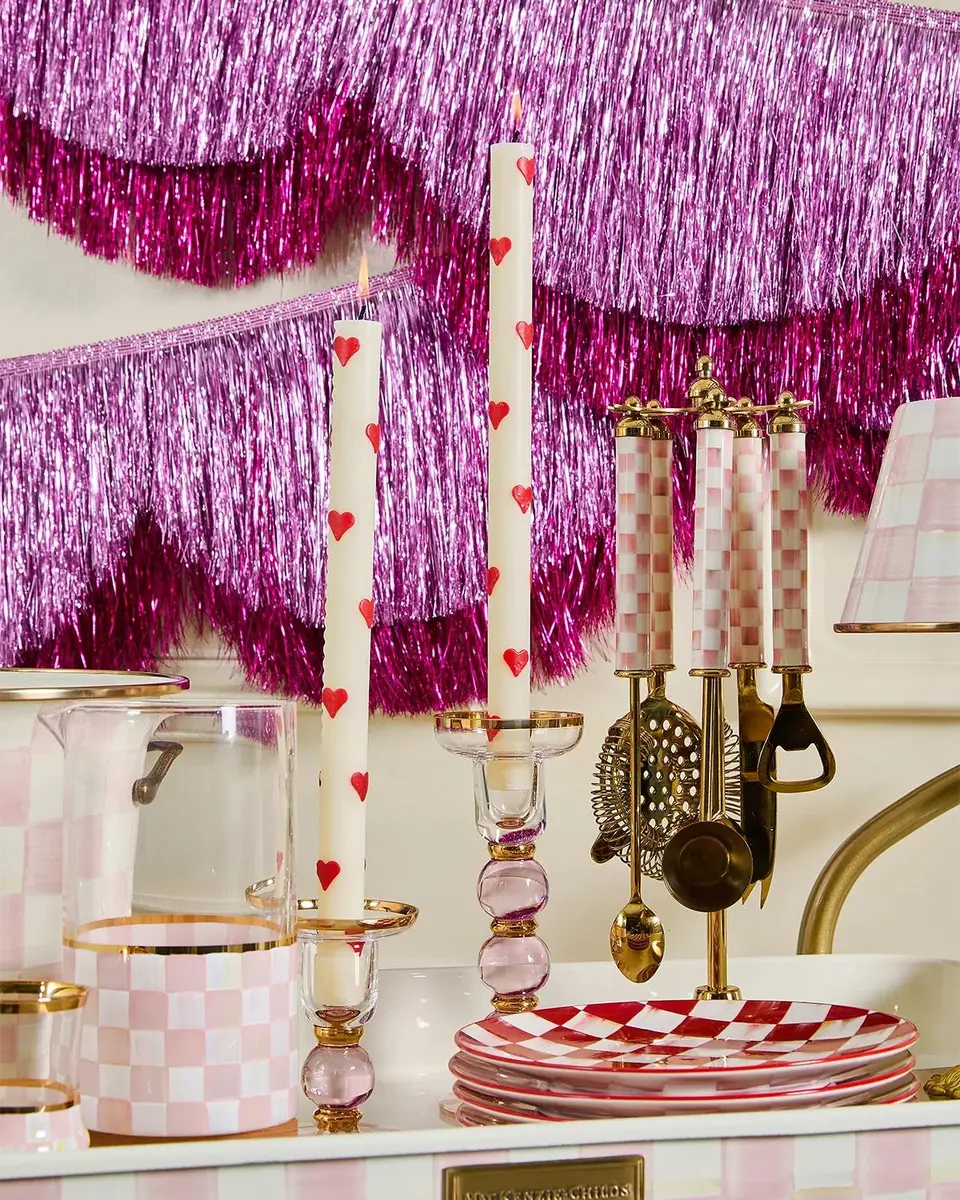 MacKenzie-Childs Rosy Check Glass Candleholder | Thumbnail 3
