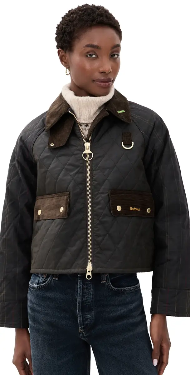 Barbour Tartan Reimagined Icons Tartan Quilted Spey Wax Jacket Olive/Classic 8 | Image 1 Barbour Tartan Reimagined Icons Tartan Quilted Spey Wax Jacket Olive/Classic 8 | Image 1
