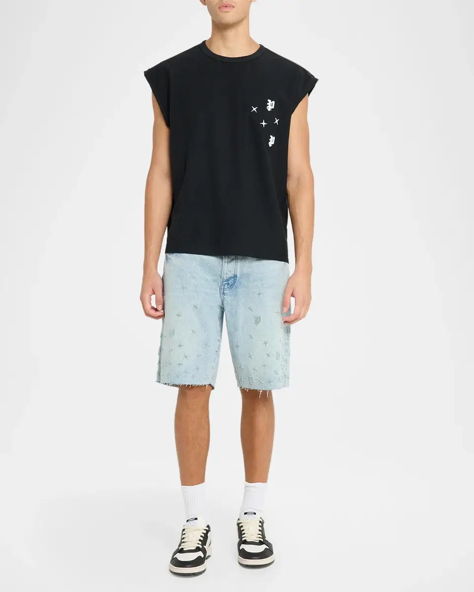 PURPLE Men's Textured Jersey Sleeveless T-Shirt | Thumbnail 2 PURPLE Men's Textured Jersey Sleeveless T-Shirt | Thumbnail 2