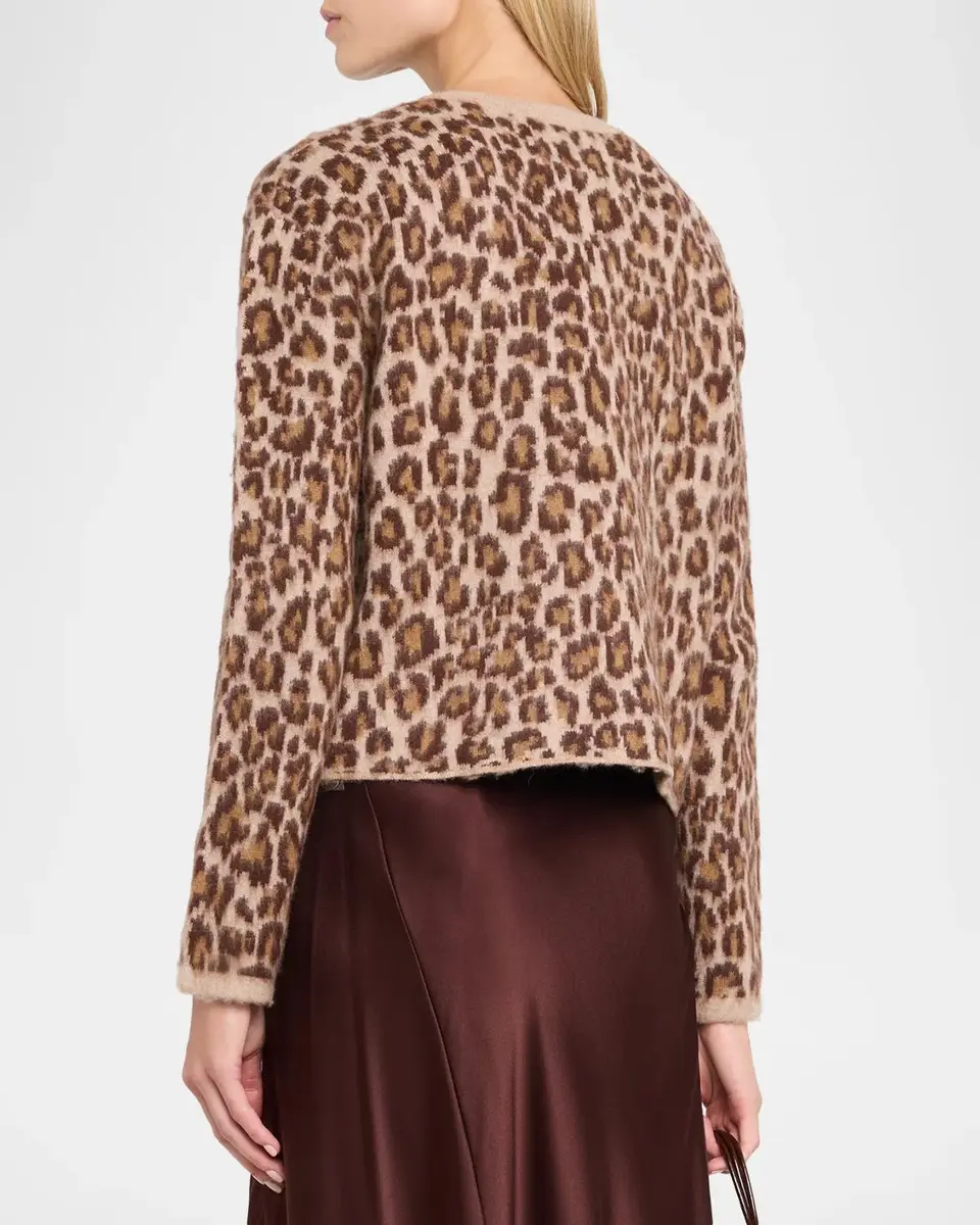 Sablyn Char Leopard Shrunken Cashmere Cardigan | Thumbnail 3