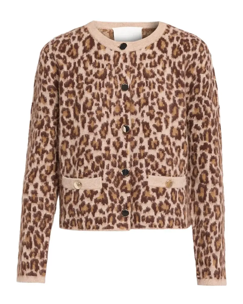 Sablyn Char Leopard Shrunken Cashmere Cardigan | Image 1 Sablyn Char Leopard Shrunken Cashmere Cardigan | Image 1
