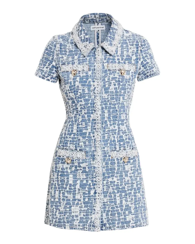Textured Denim Mini Shirtdress Textured Denim Mini Shirtdress