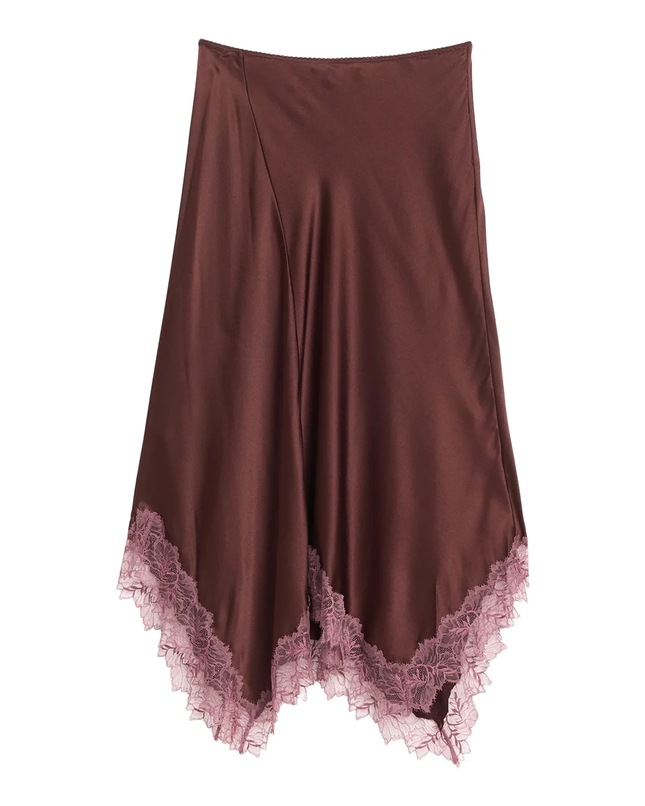 Keri Asymmetric Lace-Trim Midi Skirt Keri Asymmetric Lace-Trim Midi Skirt