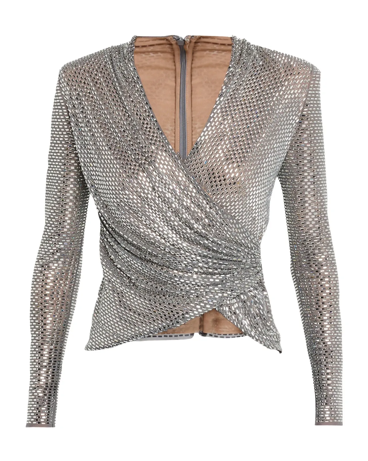 Self-Portrait Rhinestone Wrap Top