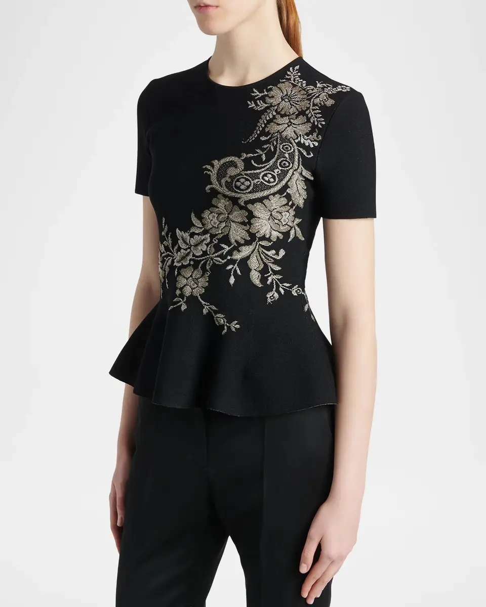 Alexander McQueen Asymmetric Jacquard Peplum Top | Thumbnail 4 Alexander McQueen Asymmetric Jacquard Peplum Top | Thumbnail 4