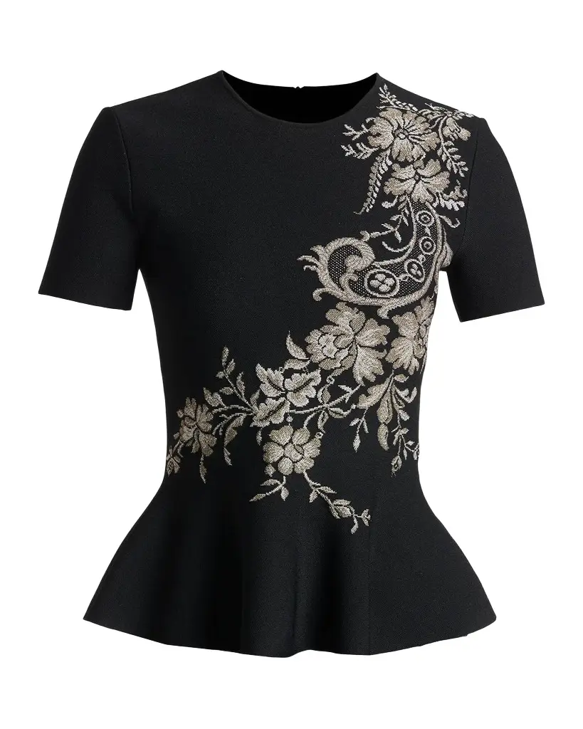 McQueen Asymmetric Jacquard Peplum Top | Image 1 McQueen Asymmetric Jacquard Peplum Top | Image 1