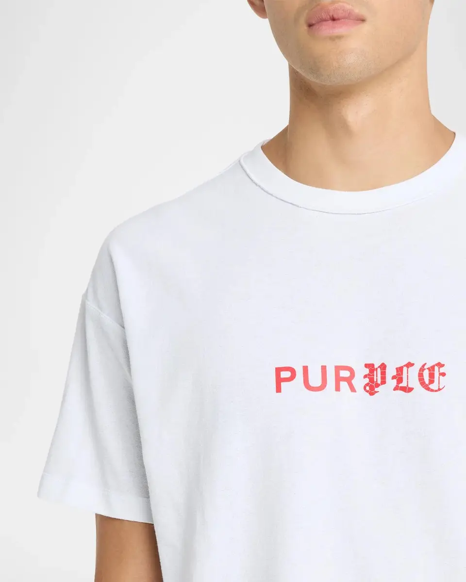 PURPLE Men's Textured Jersey Dual-Font Logo T-Shirt | Thumbnail 5 PURPLE Men's Textured Jersey Dual-Font Logo T-Shirt | Thumbnail 5