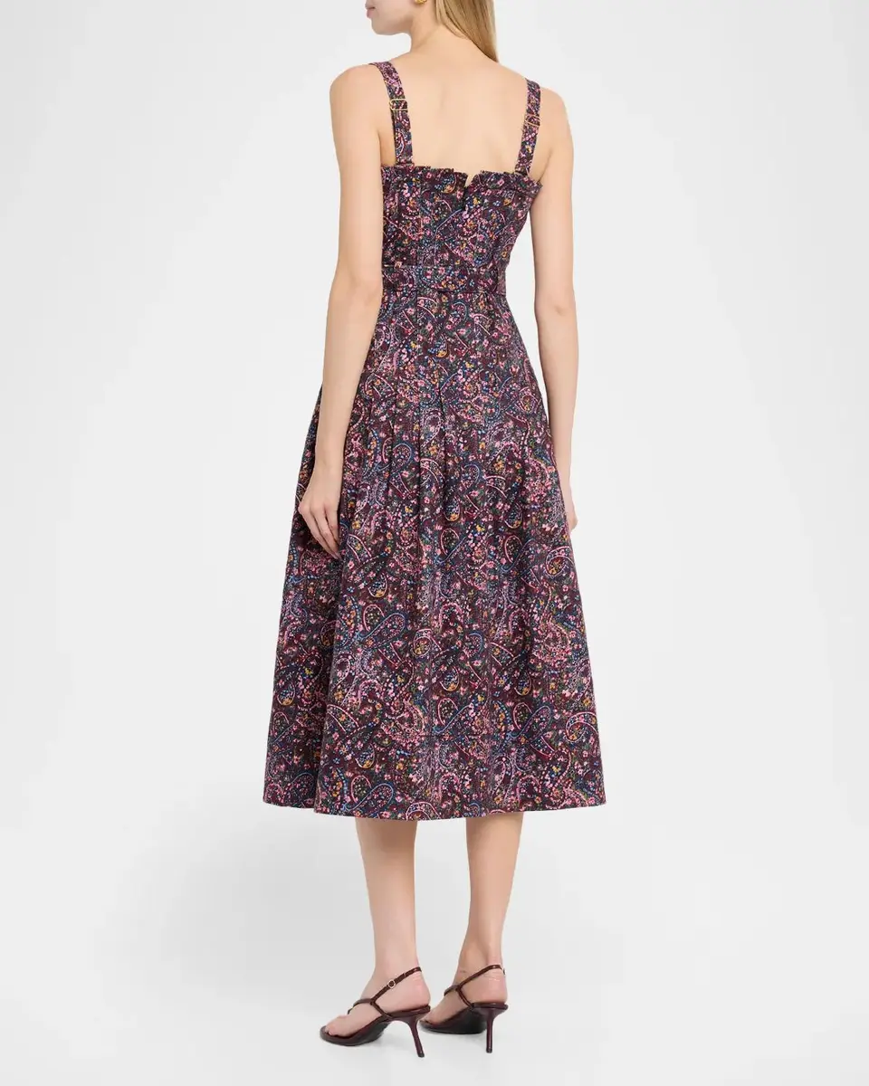 Cinq à Sept Branwen Belted Paisley Denim Midi Dress | Thumbnail 3