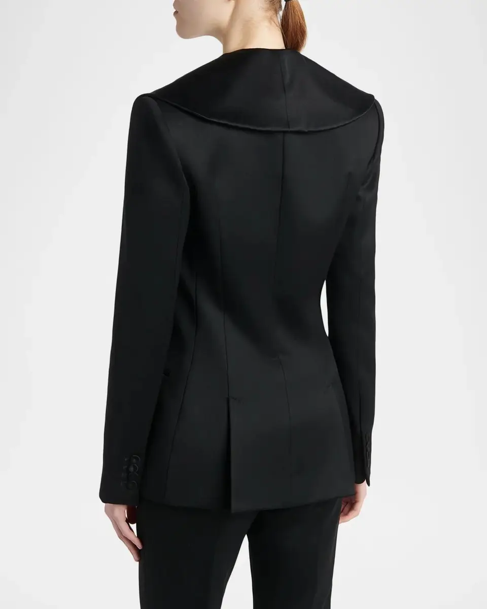 Alexander McQueen Draped Satin Lapel Single-Breasted Jacket | Thumbnail 3 Alexander McQueen Draped Satin Lapel Single-Breasted Jacket | Thumbnail 3