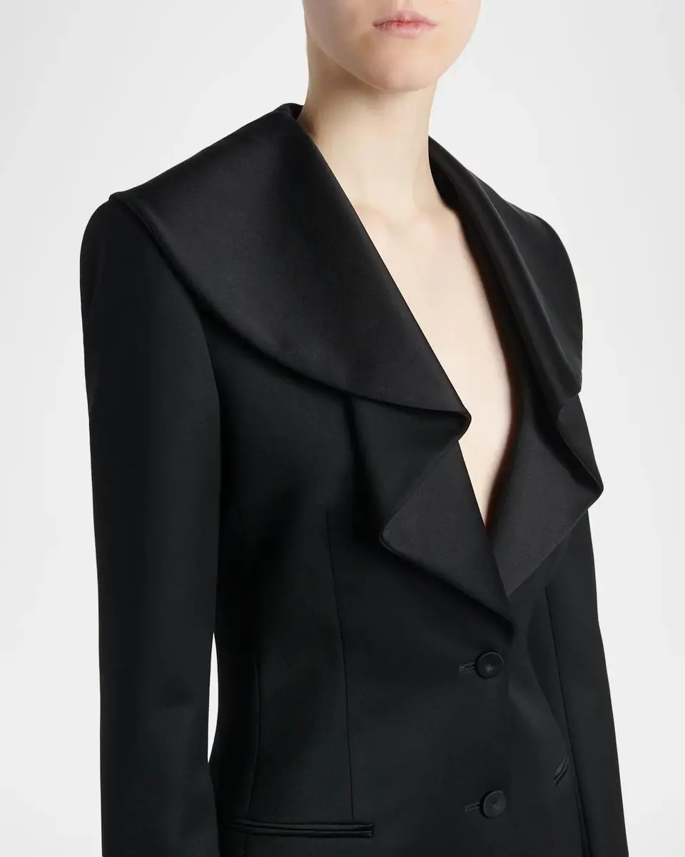 Alexander McQueen Draped Satin Lapel Single-Breasted Jacket | Thumbnail 5 Alexander McQueen Draped Satin Lapel Single-Breasted Jacket | Thumbnail 5