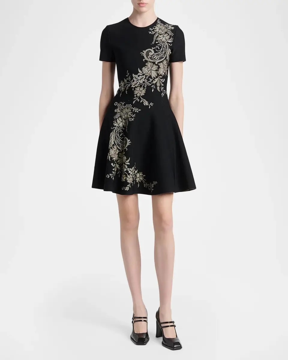 Alexander McQueen Volume Asymmetric Jacquard Mini Dress | Thumbnail 2 Alexander McQueen Volume Asymmetric Jacquard Mini Dress | Thumbnail 2