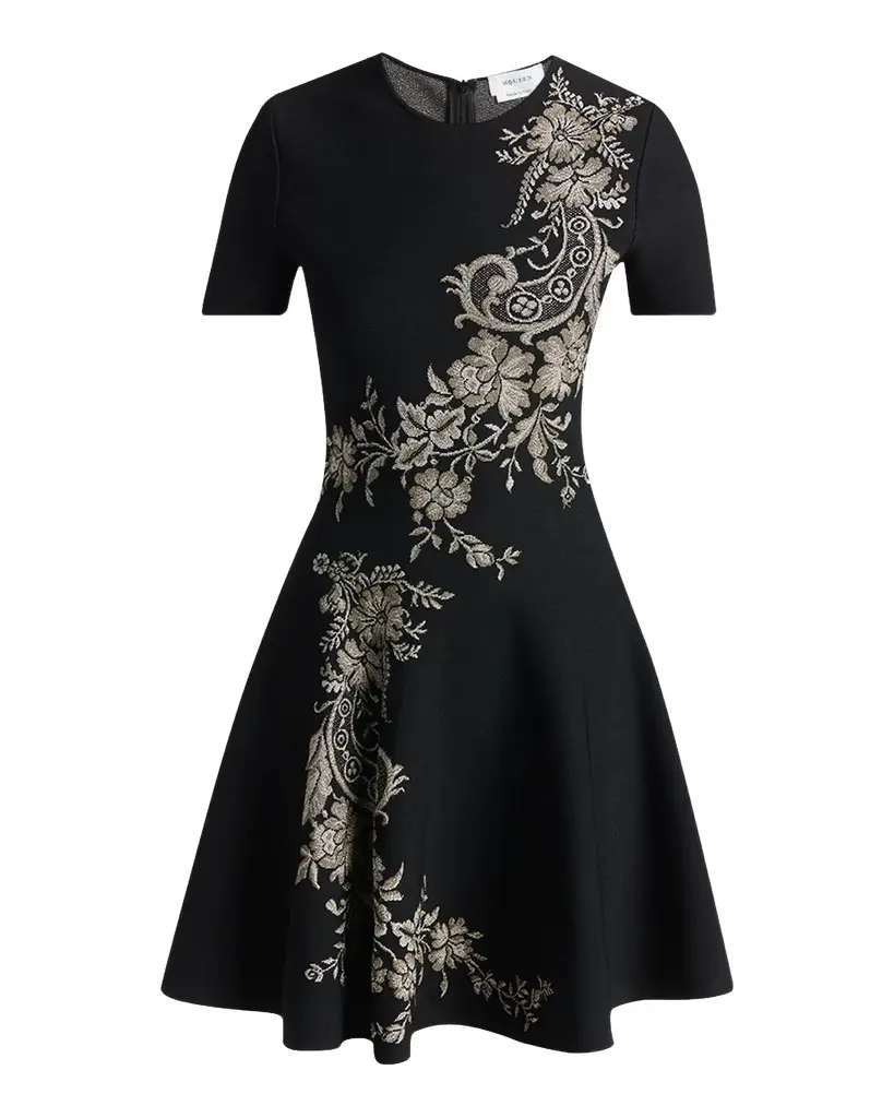 McQueen Volume Asymmetric Jacquard Mini Dress | Image 1 McQueen Volume Asymmetric Jacquard Mini Dress | Image 1