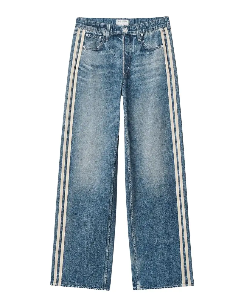 rag & bone rb Miramar Terry Wide-Leg Track Jeans | Image 1 rag & bone rb Miramar Terry Wide-Leg Track Jeans | Image 1