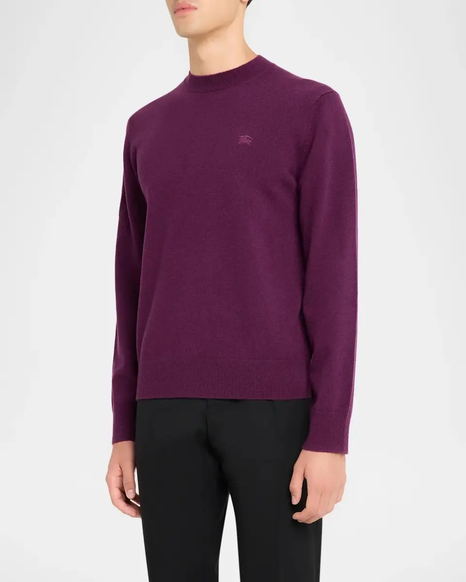 Burberry Men's Clifford EKD-Embroidered Crewneck Sweater | Thumbnail 4 Burberry Men's Clifford EKD-Embroidered Crewneck Sweater | Thumbnail 4