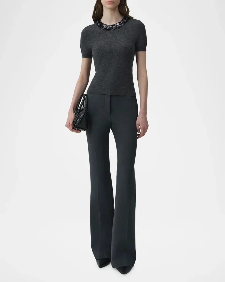 Simkhai Sophie Floral Embellished Wool-Cashmere Top | Thumbnail 2 Simkhai Sophie Floral Embellished Wool-Cashmere Top | Thumbnail 2