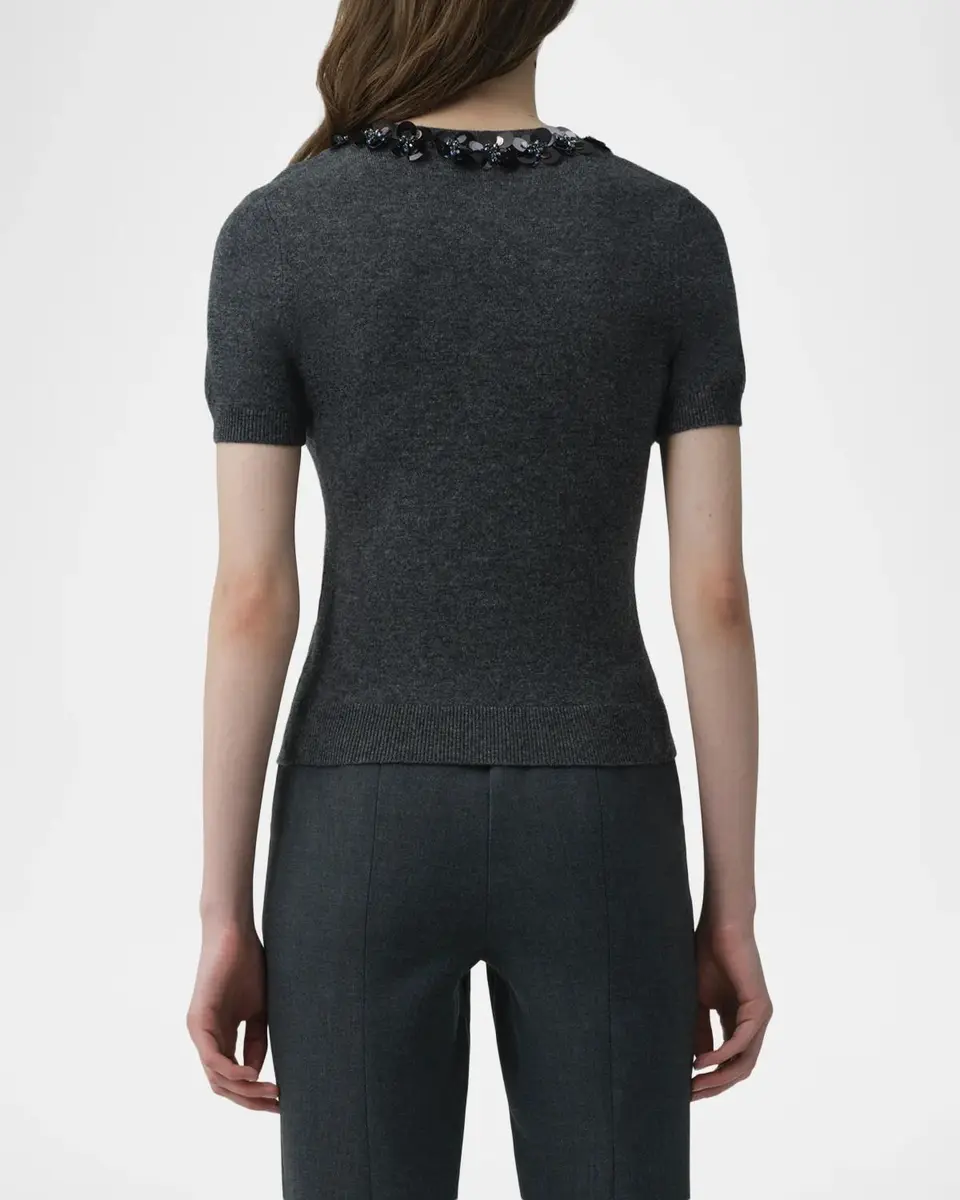 Simkhai Sophie Floral Embellished Wool-Cashmere Top | Thumbnail 3 Simkhai Sophie Floral Embellished Wool-Cashmere Top | Thumbnail 3