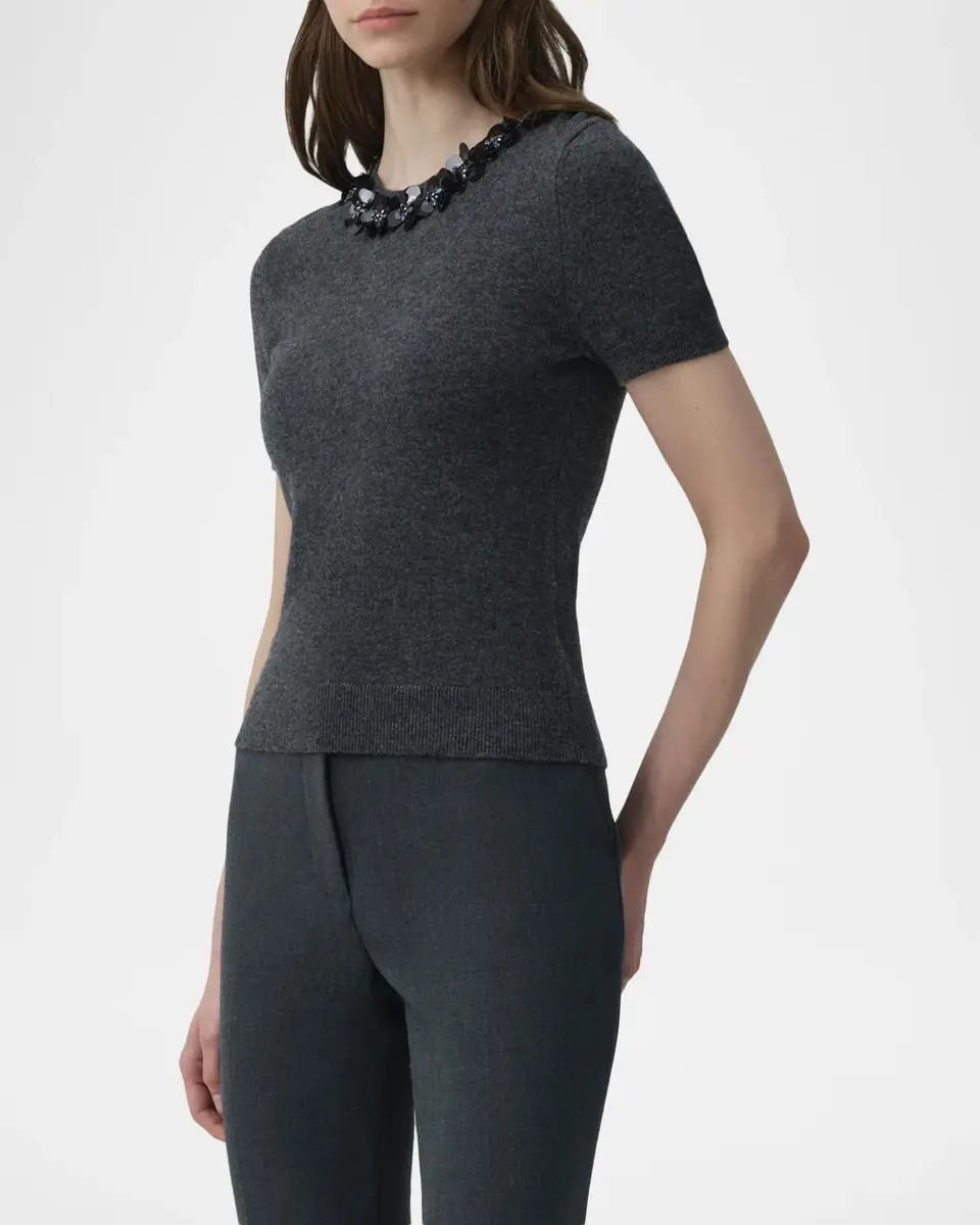 Simkhai Sophie Floral Embellished Wool-Cashmere Top | Thumbnail 4 Simkhai Sophie Floral Embellished Wool-Cashmere Top | Thumbnail 4