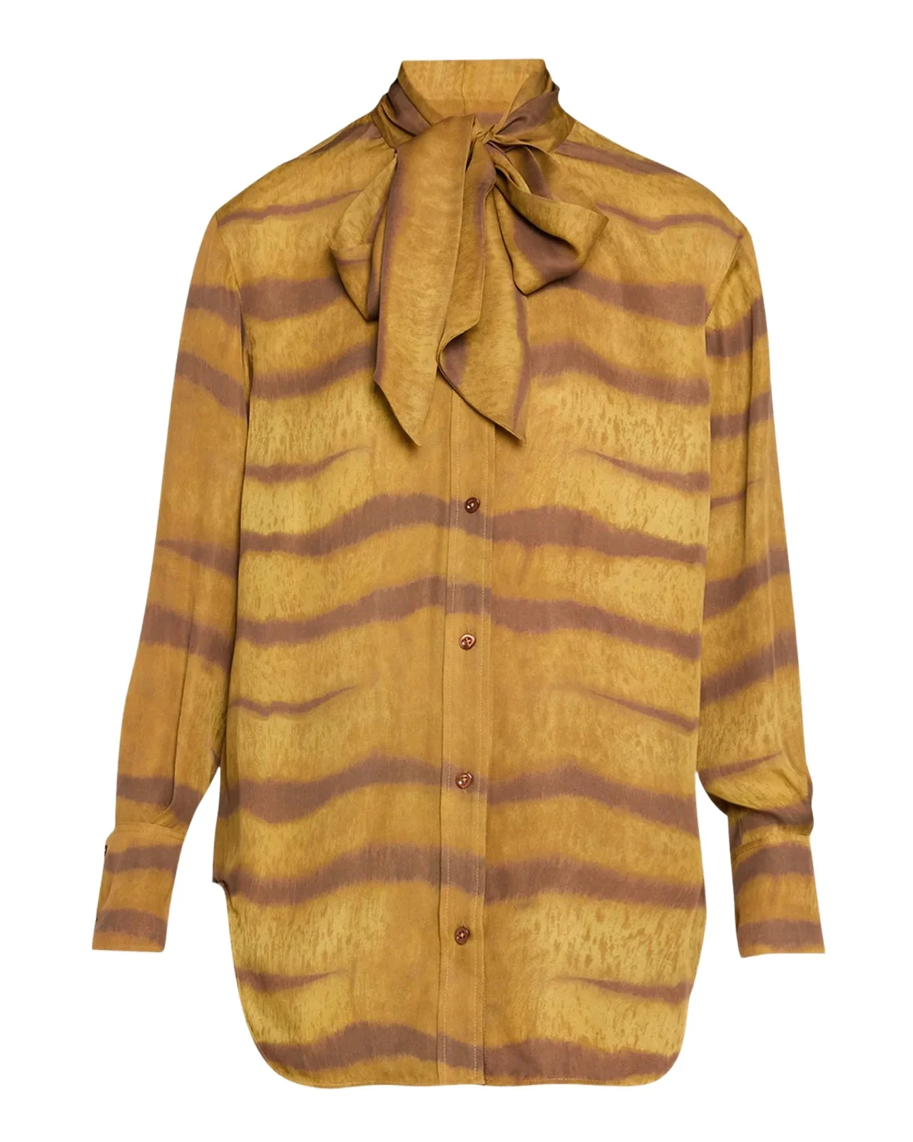 The Silk Oversized Tie-Neck Shirt
