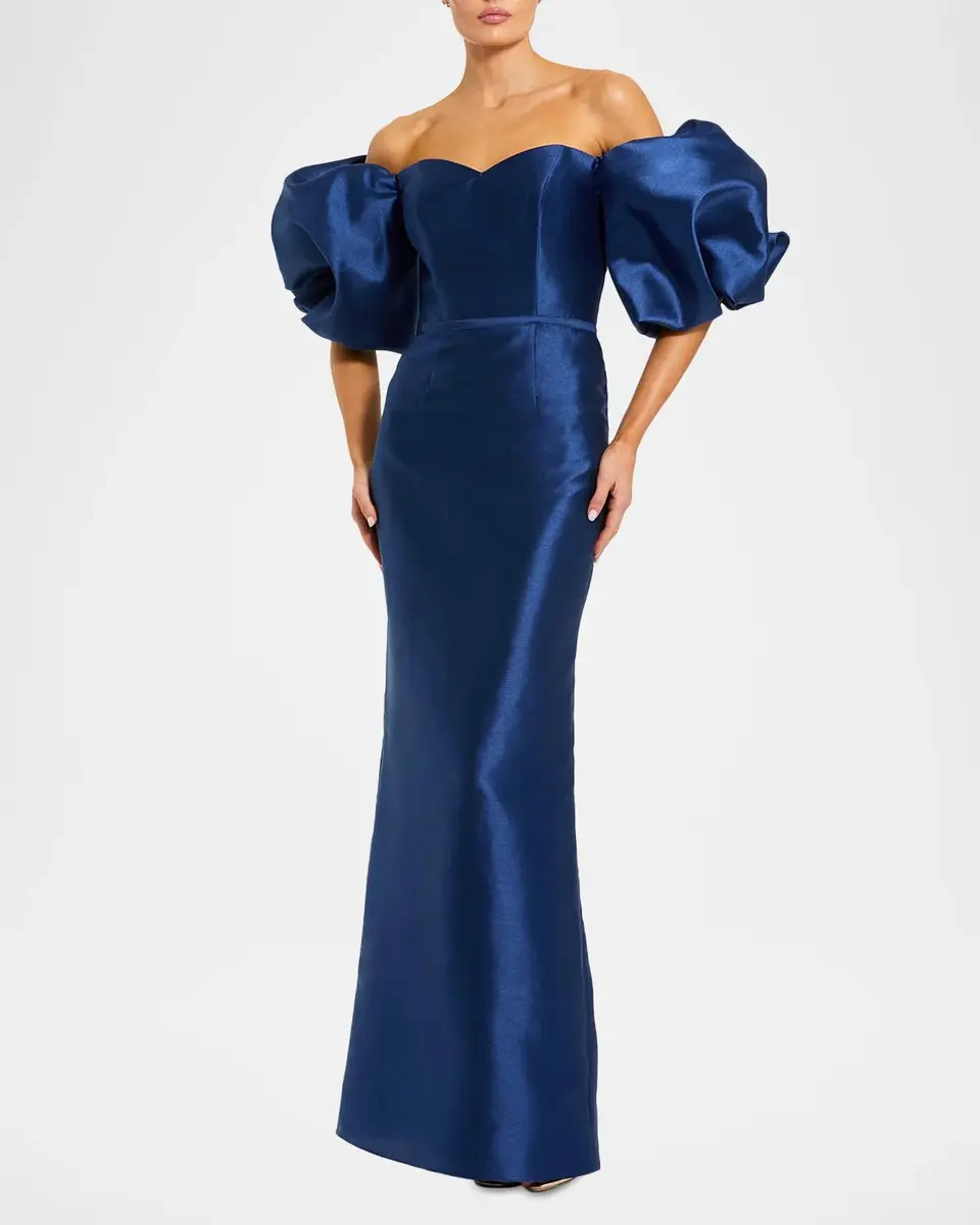 Mac Duggal Off-Shoulder Satin Mermaid Gown | Thumbnail 2 Mac Duggal Off-Shoulder Satin Mermaid Gown | Thumbnail 2