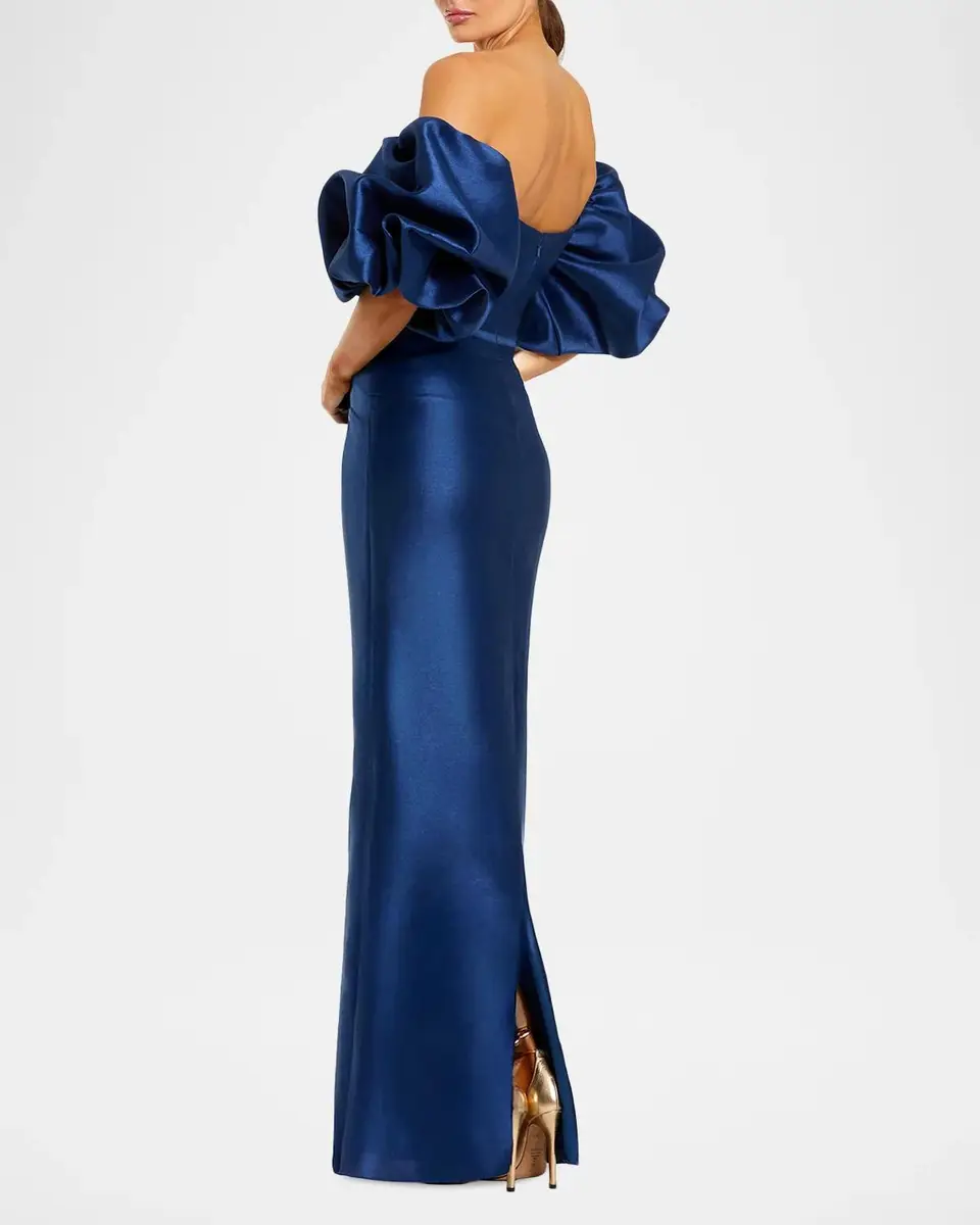 Mac Duggal Off-Shoulder Satin Mermaid Gown | Thumbnail 3 Mac Duggal Off-Shoulder Satin Mermaid Gown | Thumbnail 3