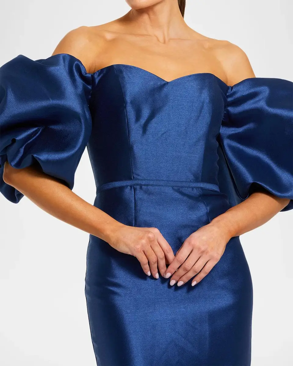 Mac Duggal Off-Shoulder Satin Mermaid Gown | Thumbnail 4 Mac Duggal Off-Shoulder Satin Mermaid Gown | Thumbnail 4