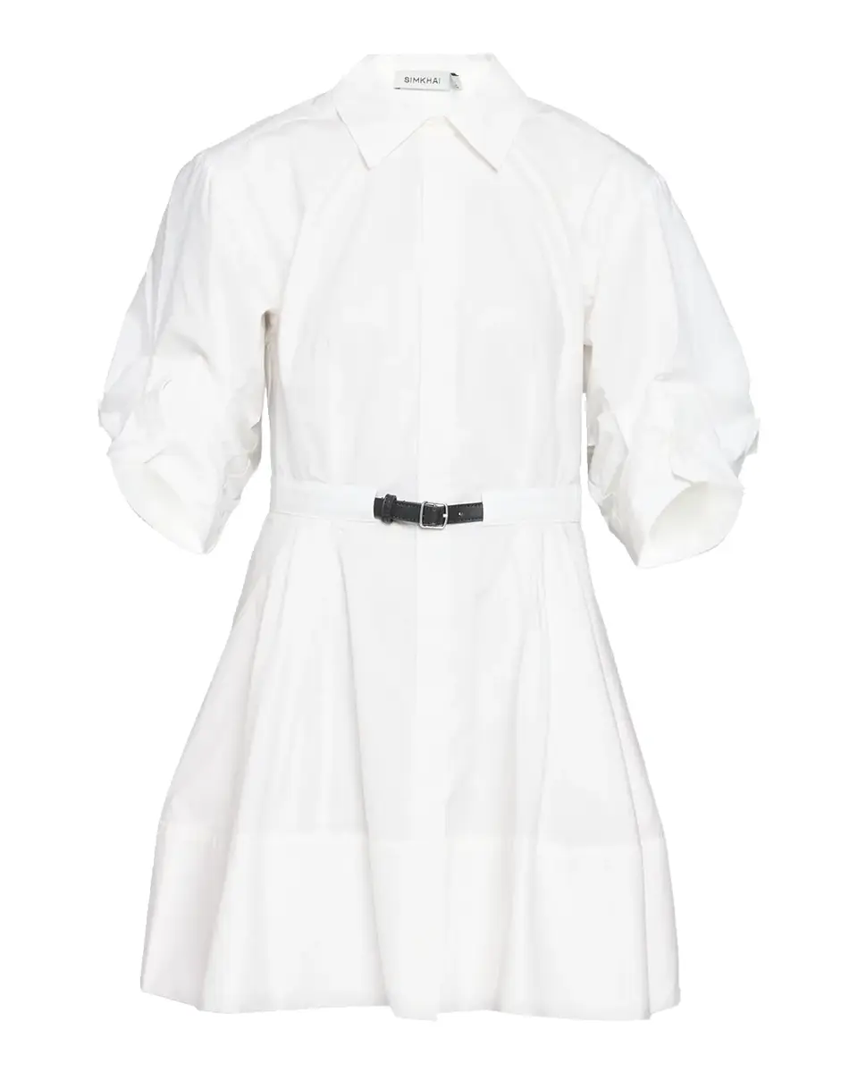 Simkhai Shana Belted Ruched Sleeve Dress | Thumbnail 2 Simkhai Shana Belted Ruched Sleeve Dress | Thumbnail 2