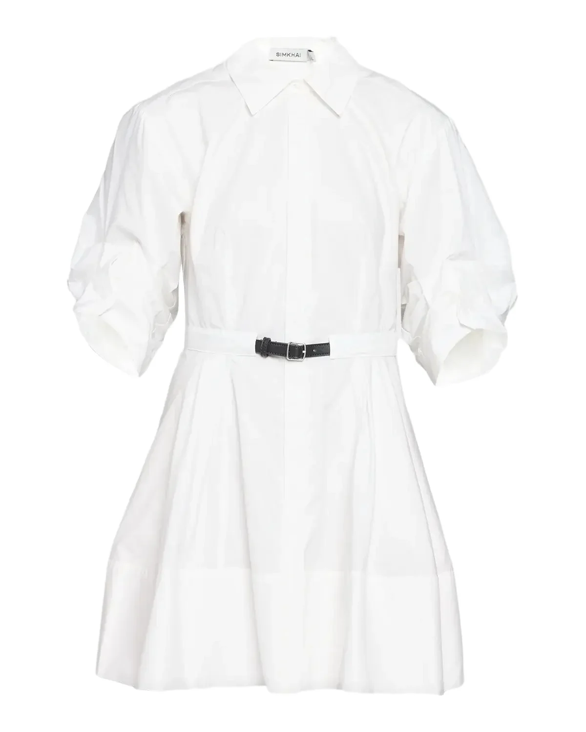 Shana Belted Ruched Sleeve Dress