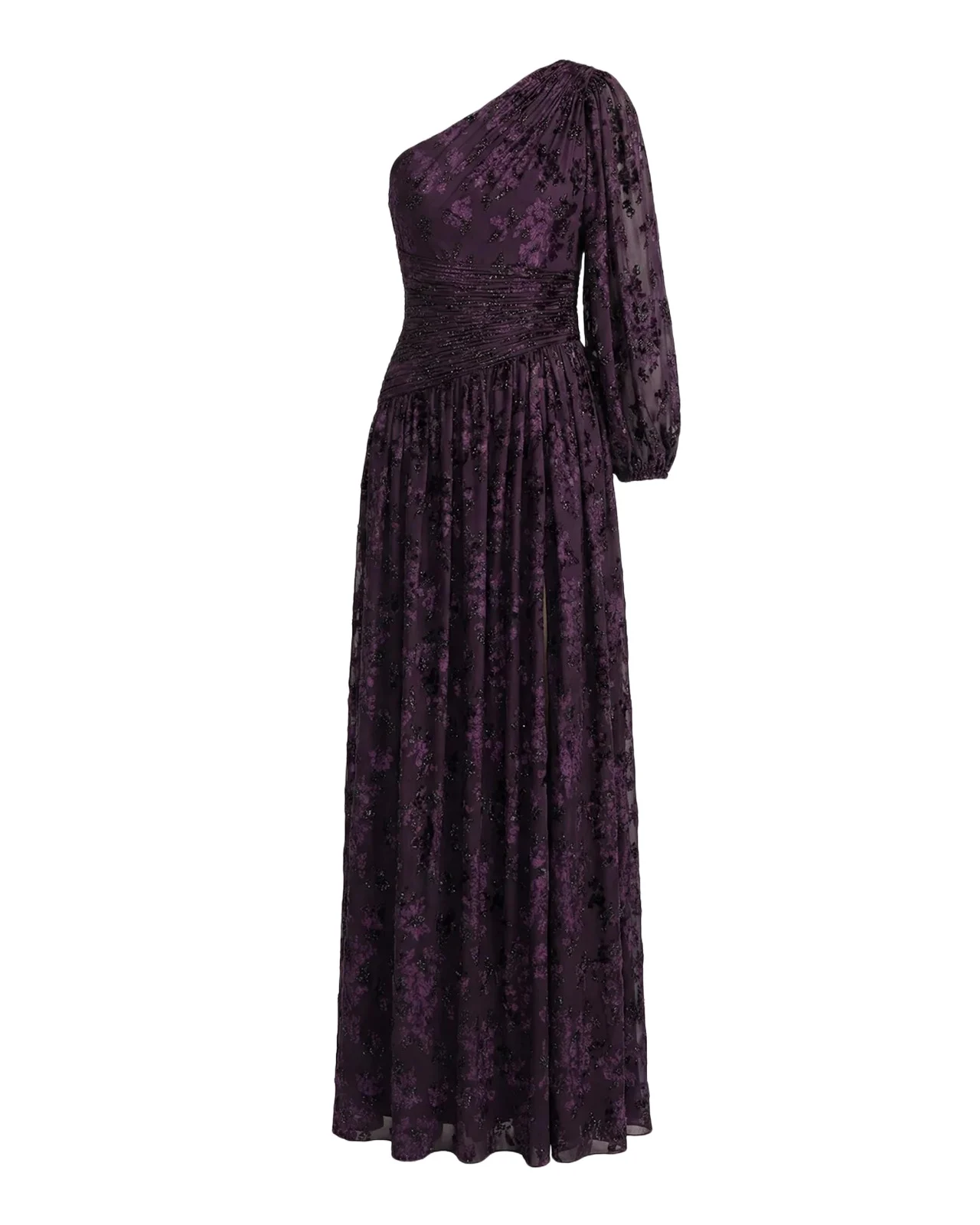 One-Shoulder Burnout Velvet Gown One-Shoulder Burnout Velvet Gown