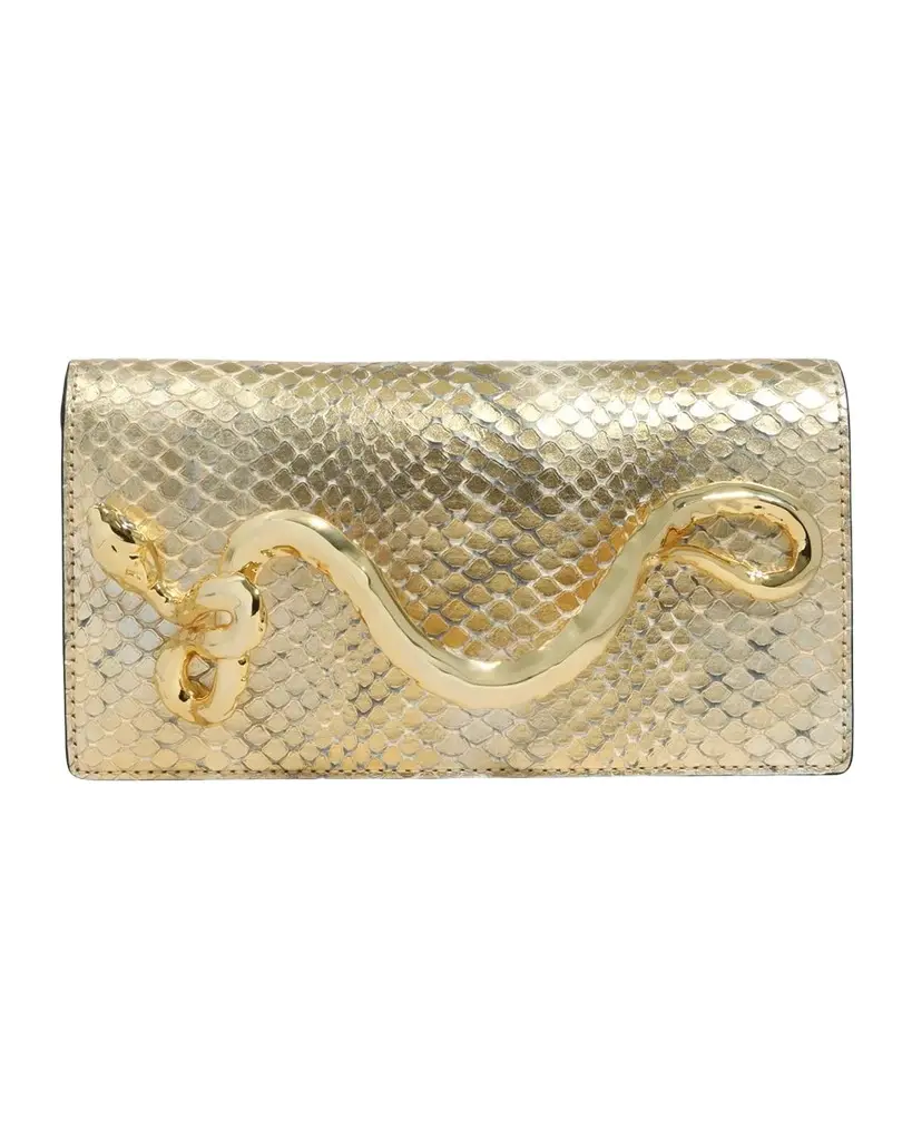 ALEXIS BITTAR Serpent Metallic Python-Embossed Leather Clutch Bag | Image 1 ALEXIS BITTAR Serpent Metallic Python-Embossed Leather Clutch Bag | Image 1