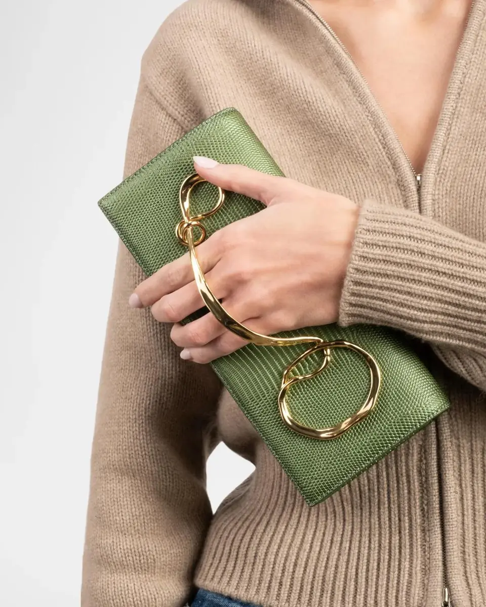 ALEXIS BITTAR Twisted Metal Lizard-Embossed Clutch Bag | Thumbnail 2 ALEXIS BITTAR Twisted Metal Lizard-Embossed Clutch Bag | Thumbnail 2