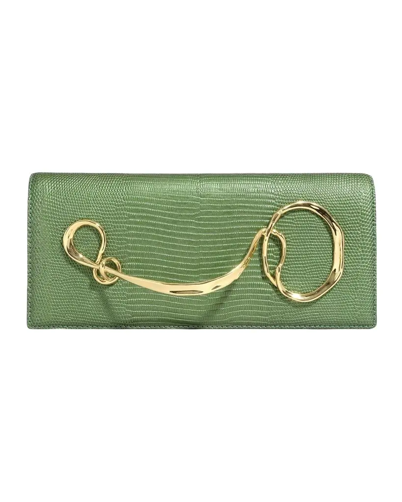 ALEXIS BITTAR Twisted Metal Lizard-Embossed Clutch Bag