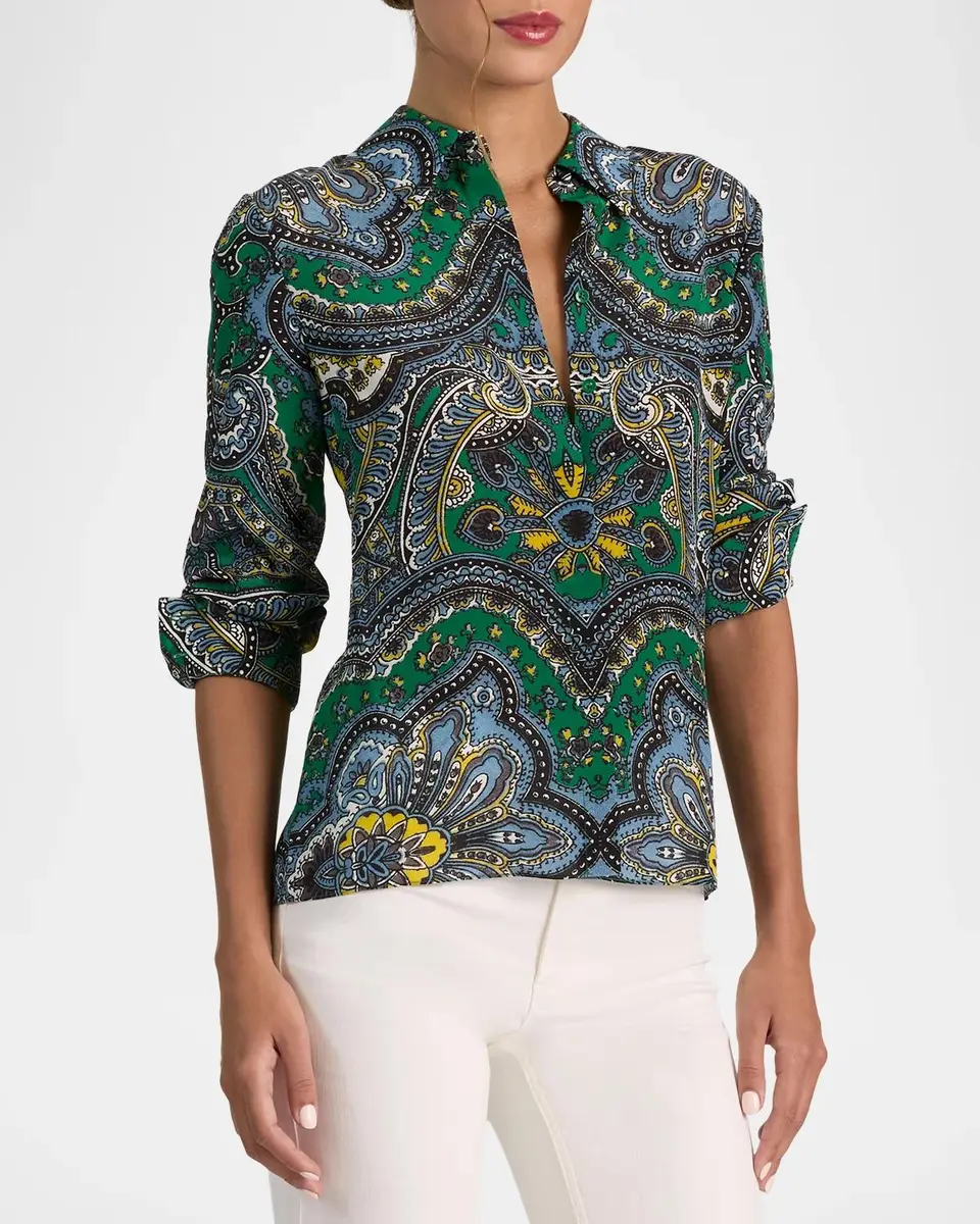 Alice + Olivia Willa Paisley Silk Placket Top | Thumbnail 6 Alice + Olivia Willa Paisley Silk Placket Top | Thumbnail 6