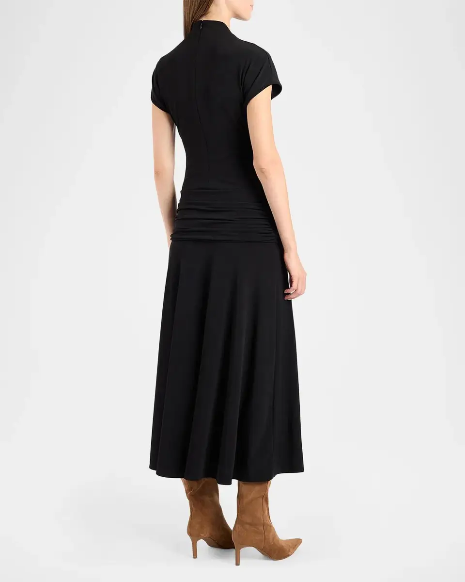 Santorelli Ruched Mock-Neck Midi Dress | Thumbnail 3