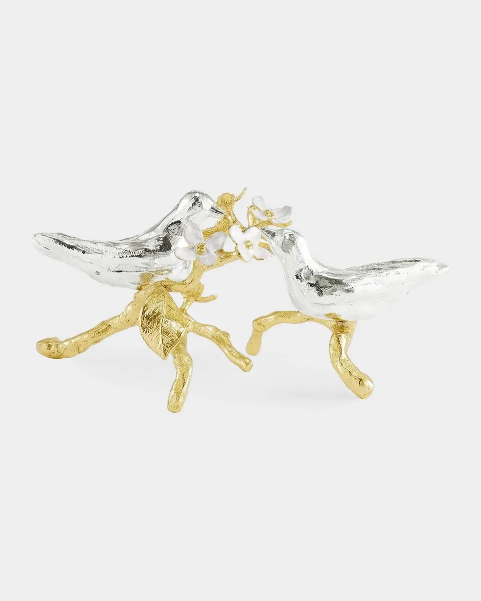 Michael Aram Lovebirds Silver & Gold Decorative Object Pair | Thumbnail 2