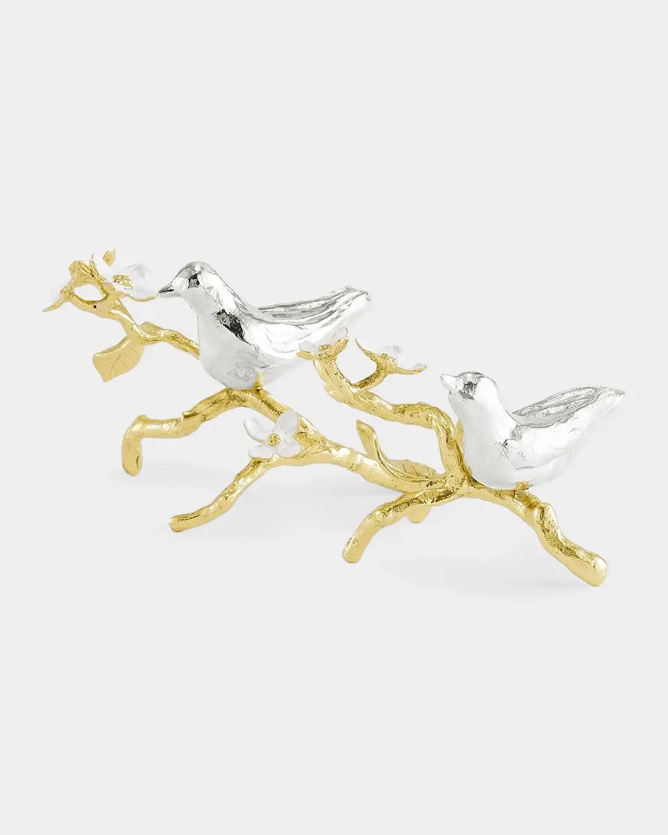 Michael Aram Lovebirds Silver & Gold Decorative Object Pair | Thumbnail 3