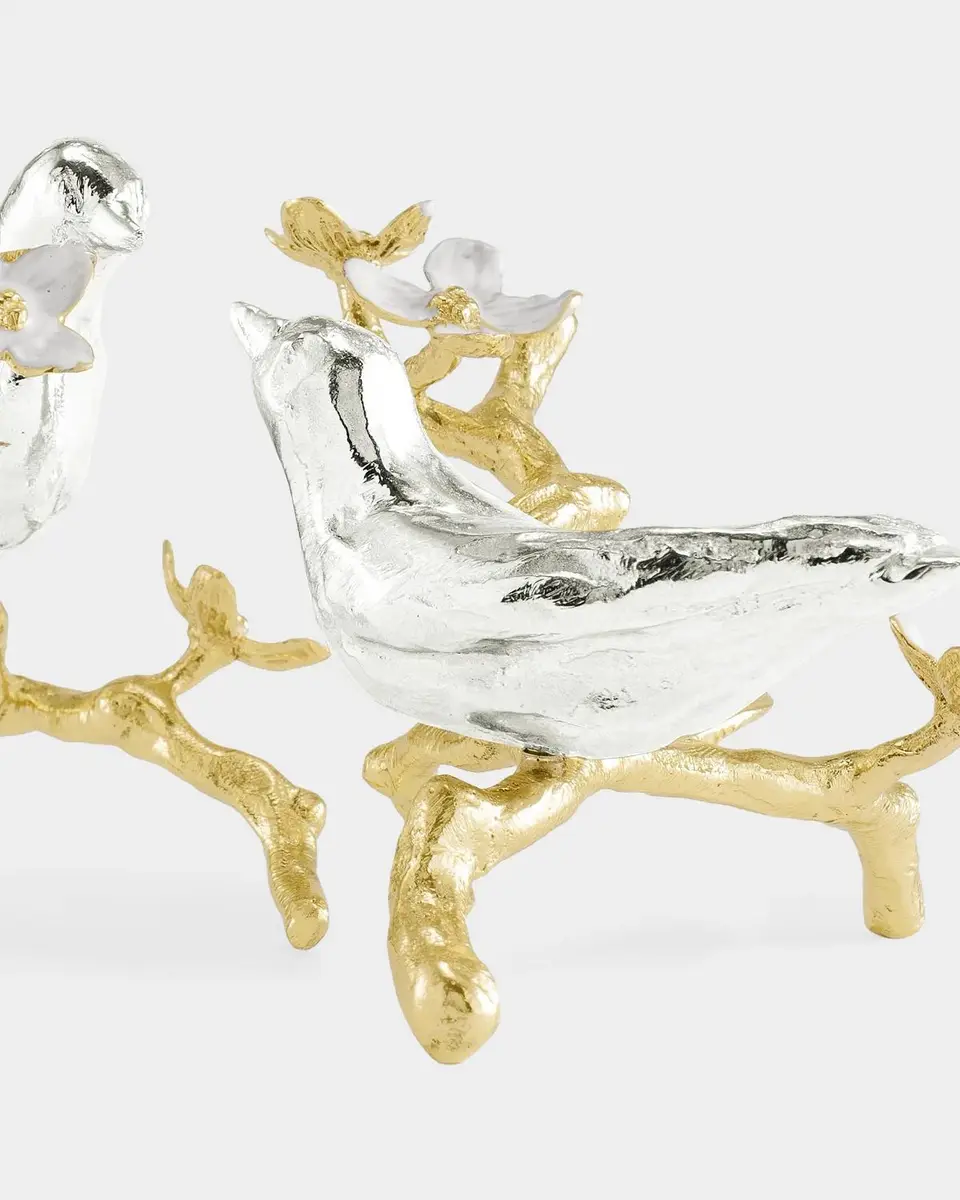 Michael Aram Lovebirds Silver & Gold Decorative Object Pair | Thumbnail 4