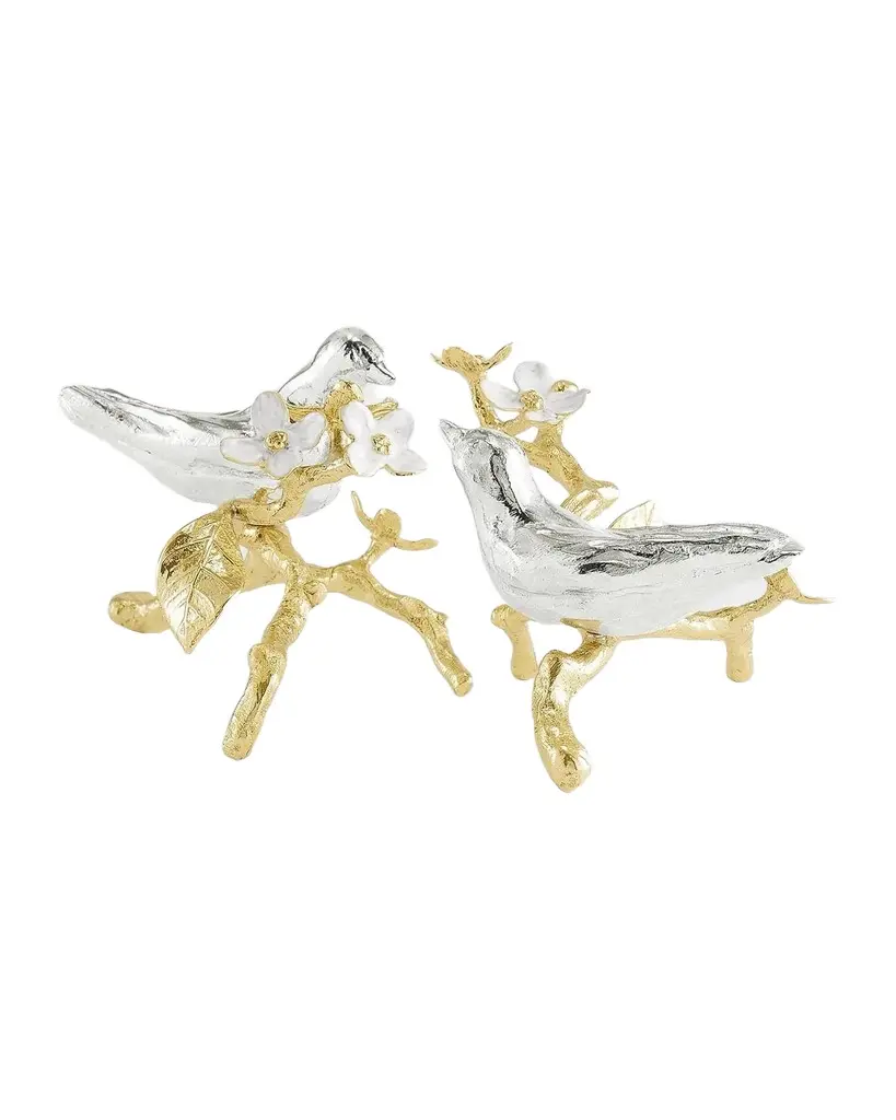 Michael Aram Lovebirds Silver & Gold Decorative Object Pair | Image 1 Michael Aram Lovebirds Silver & Gold Decorative Object Pair | Image 1