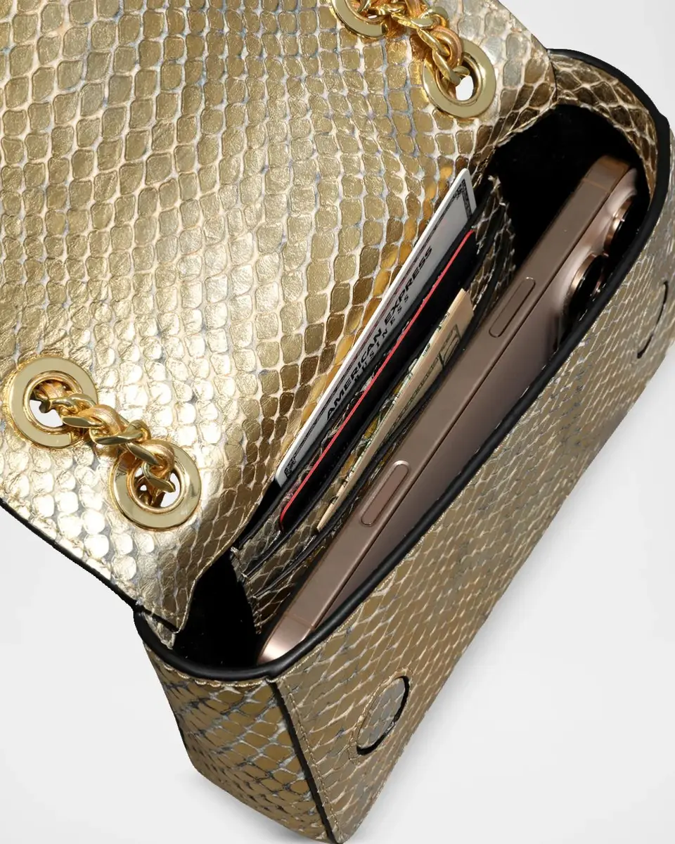 ALEXIS BITTAR Bella Mini Floral Metallic Python-Embossed Shoulder Bag | Thumbnail 4 ALEXIS BITTAR Bella Mini Floral Metallic Python-Embossed Shoulder Bag | Thumbnail 4