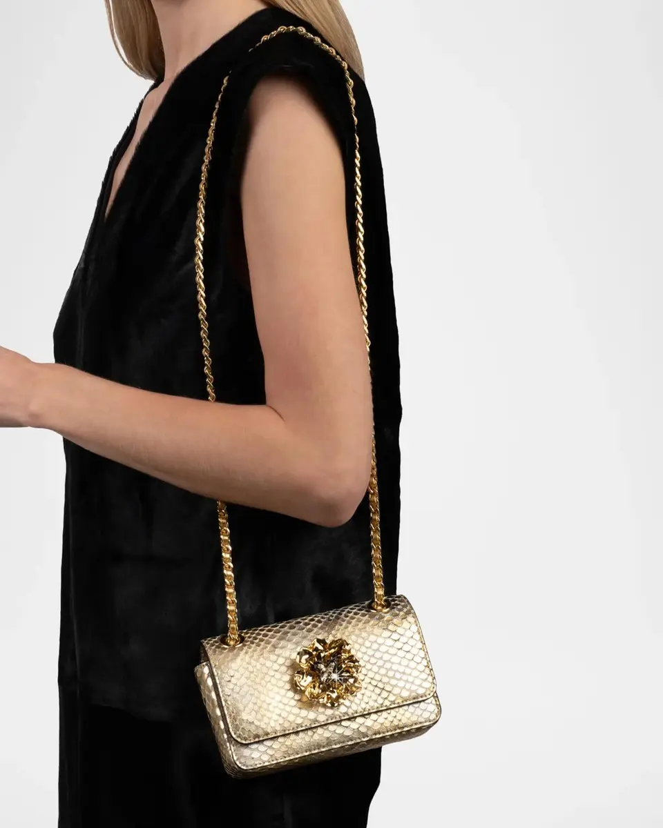 ALEXIS BITTAR Bella Mini Floral Metallic Python-Embossed Shoulder Bag | Thumbnail 5 ALEXIS BITTAR Bella Mini Floral Metallic Python-Embossed Shoulder Bag | Thumbnail 5