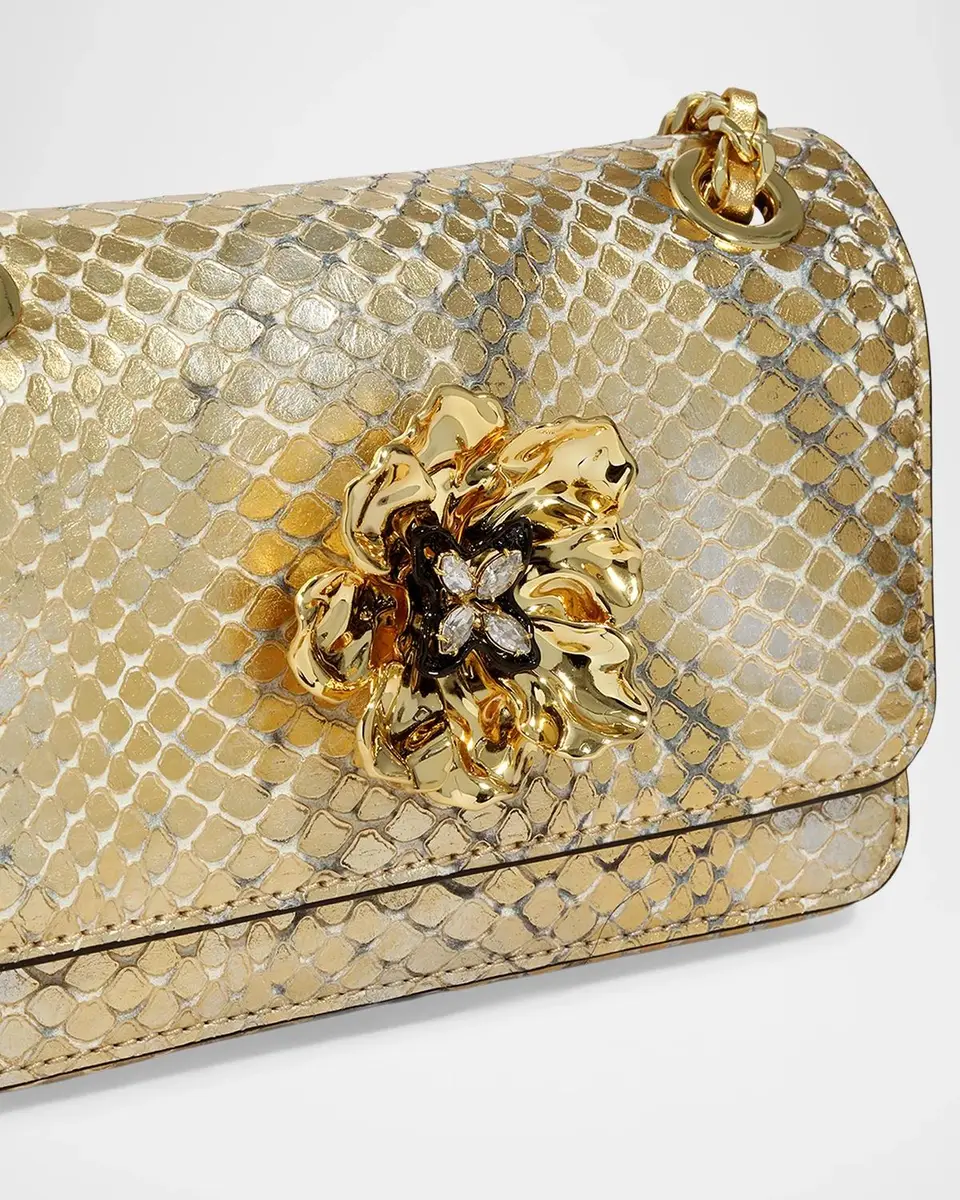 ALEXIS BITTAR Bella Mini Floral Metallic Python-Embossed Shoulder Bag | Thumbnail 6 ALEXIS BITTAR Bella Mini Floral Metallic Python-Embossed Shoulder Bag | Thumbnail 6