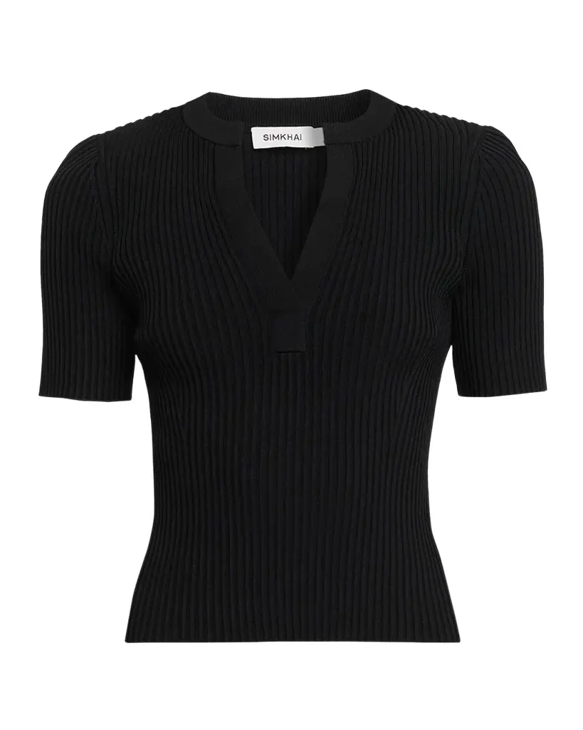 Simkhai Miley Splitneck Ribbed Top