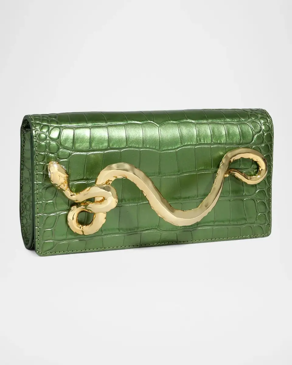 ALEXIS BITTAR Serpent Pearlized Croc-Embossed Leather Clutch Bag | Thumbnail 3 ALEXIS BITTAR Serpent Pearlized Croc-Embossed Leather Clutch Bag | Thumbnail 3