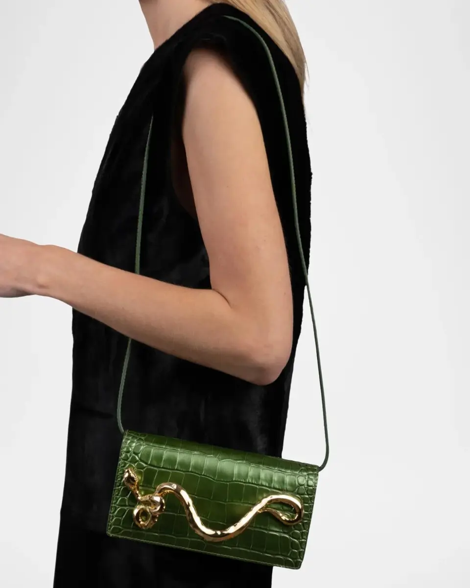 ALEXIS BITTAR Serpent Pearlized Croc-Embossed Leather Clutch Bag | Thumbnail 5 ALEXIS BITTAR Serpent Pearlized Croc-Embossed Leather Clutch Bag | Thumbnail 5