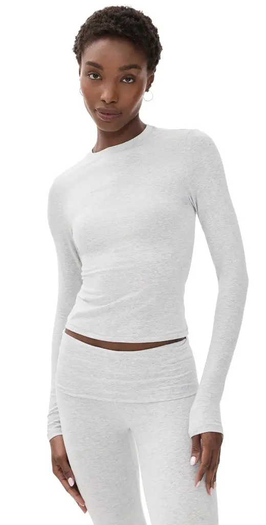 Skims ong Sleeve T-Shirt ight Heather Grey | Image 1 Skims ong Sleeve T-Shirt ight Heather Grey | Image 1