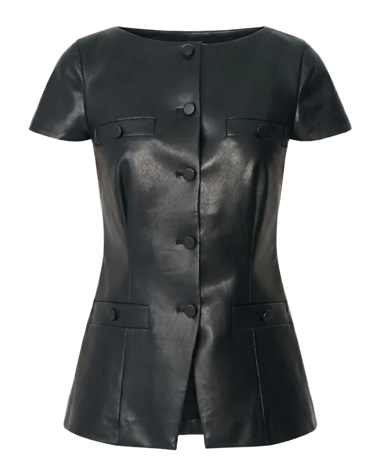 Ilya Bateau-Neck Vegan Leather Vest Ilya Bateau-Neck Vegan Leather Vest